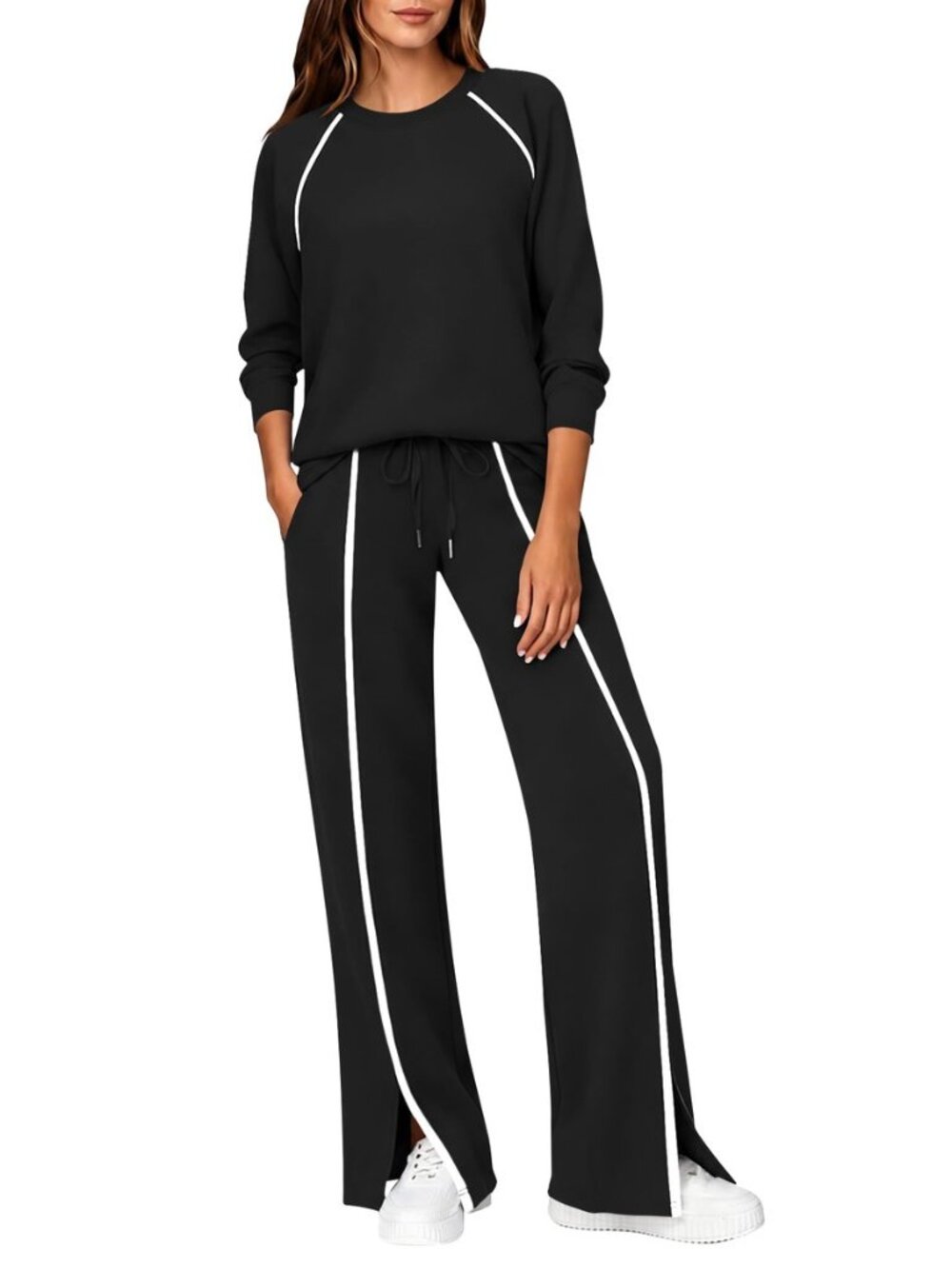 Lounge Sets for Women 2 Piece Travel Outfits Wide Leg Pant Sets